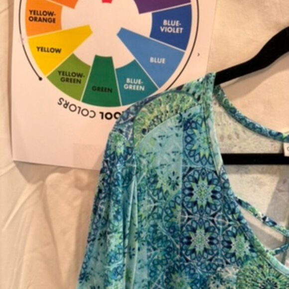 Catherines Midi-Dress, 2x, Teal Multicolor - Picture 4 of 4